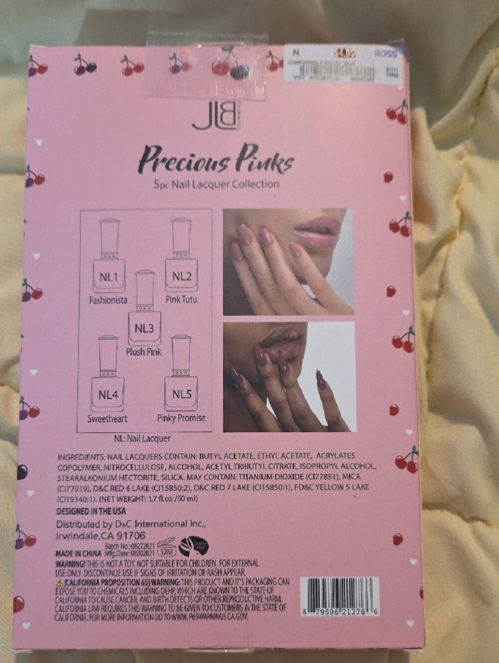 JBL Pink Nail Lacquer 5-Piece Gift Set - Light to Deep Pink Shades - Picture 2 of 3